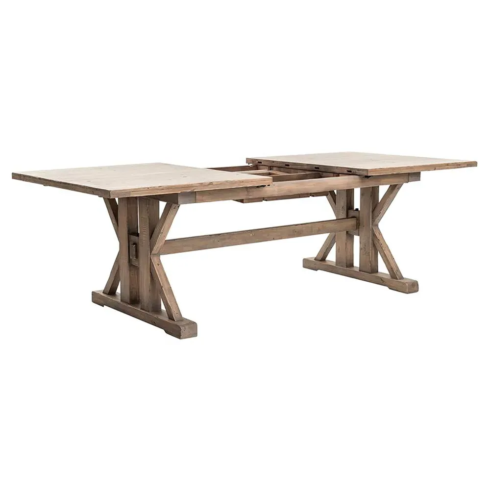 Lyle Lodge Trestle Extendable Dining Table - Brown, Reclaimed Pine