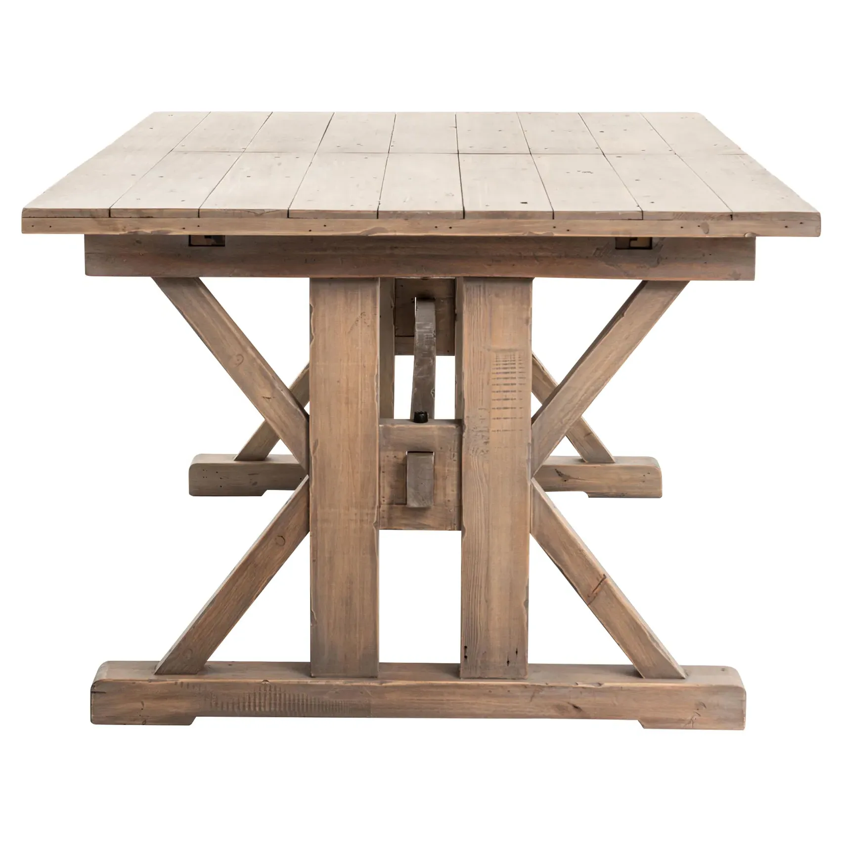 Lyle Lodge Trestle Extendable Dining Table - Brown, Reclaimed Pine
