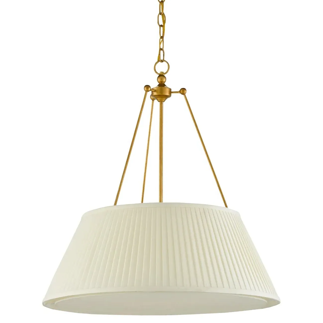Lylia Pendant Light with Pleated Shade - Antique Gold, Iron