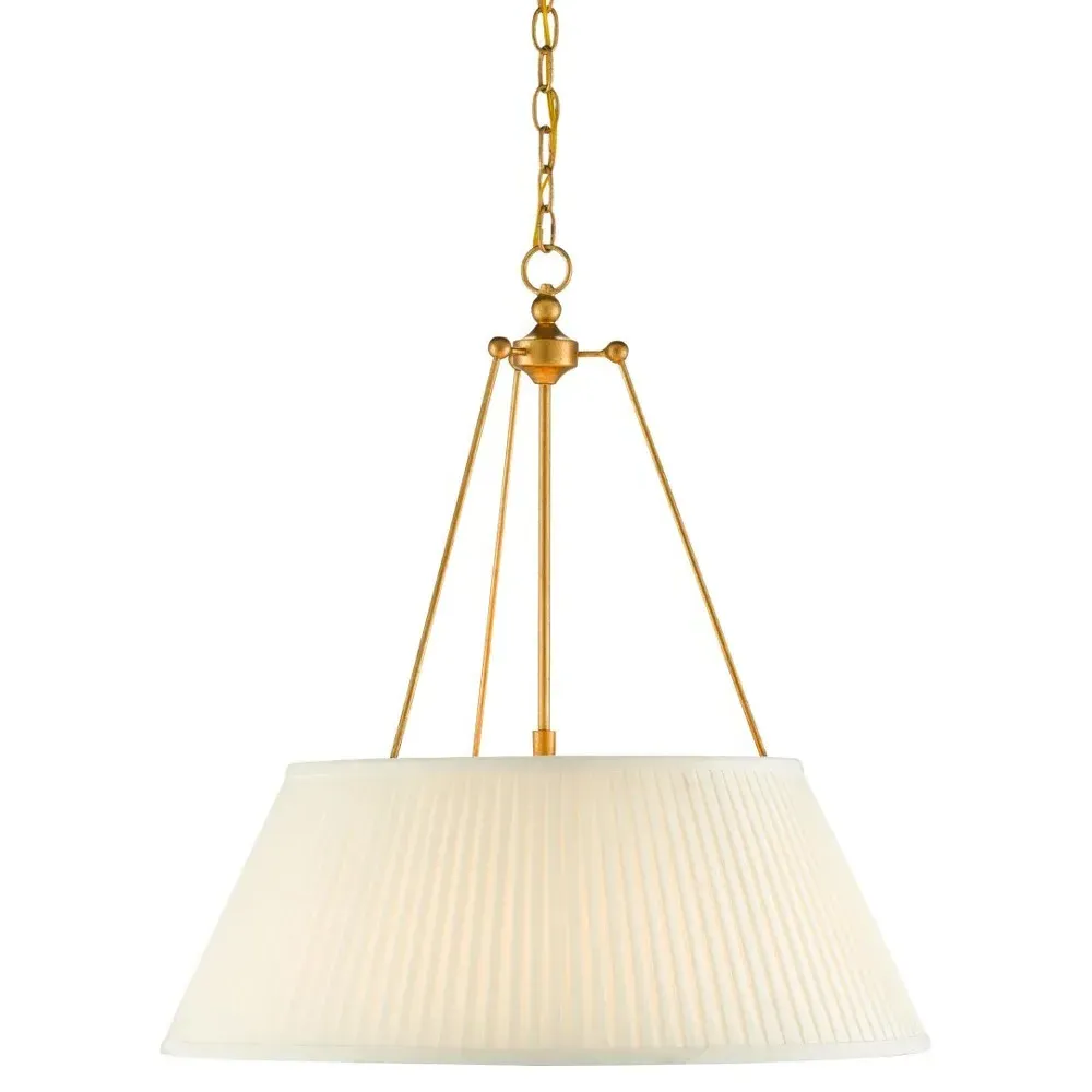Lylia Pendant Light with Pleated Shade - Antique Gold, Iron