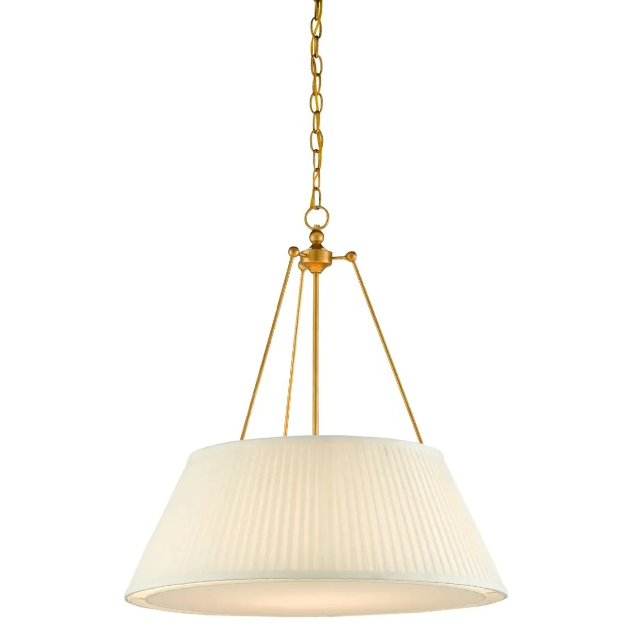 Lylia Pendant Light with Pleated Shade - Antique Gold, Iron