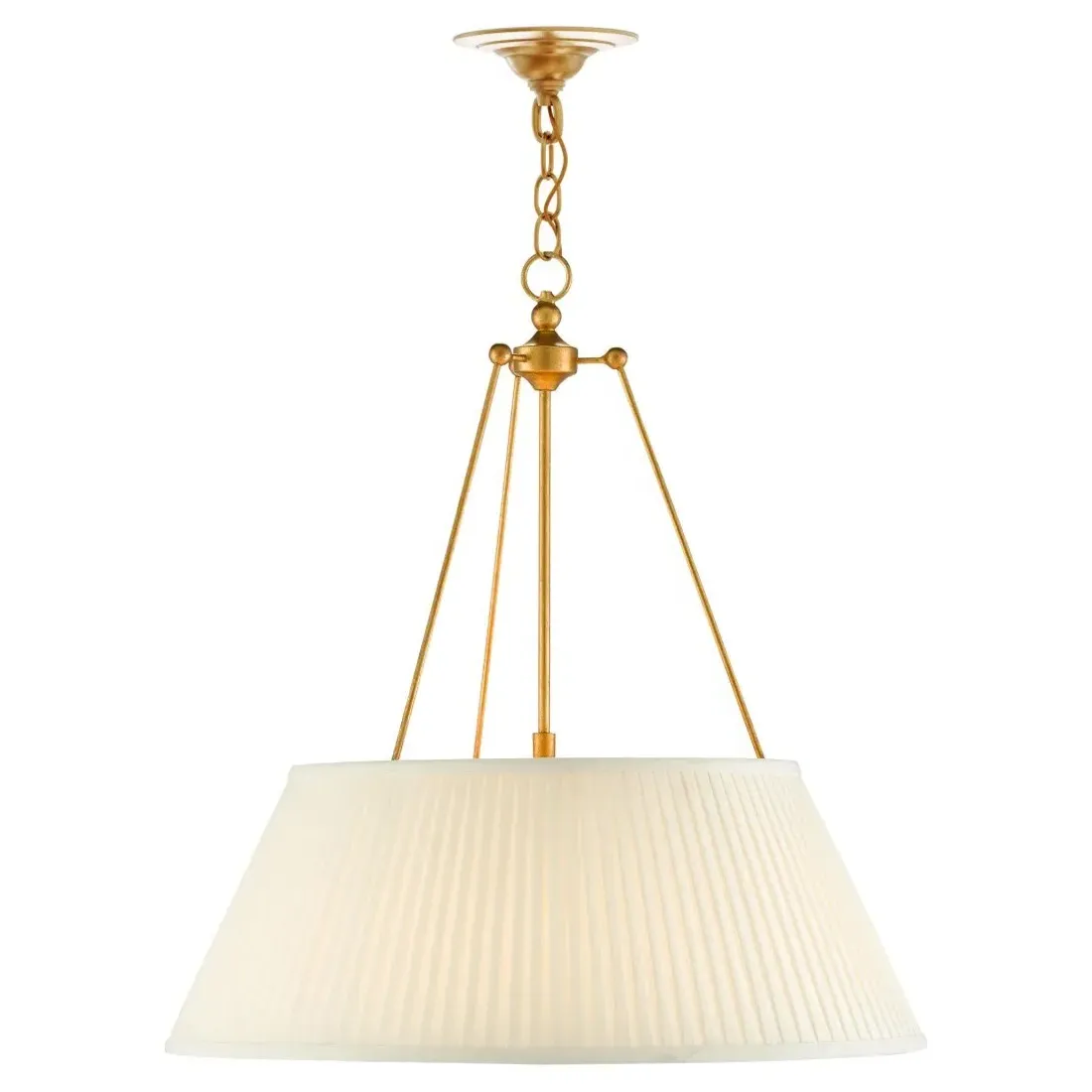 Lylia Pendant Light with Pleated Shade - Antique Gold, Iron