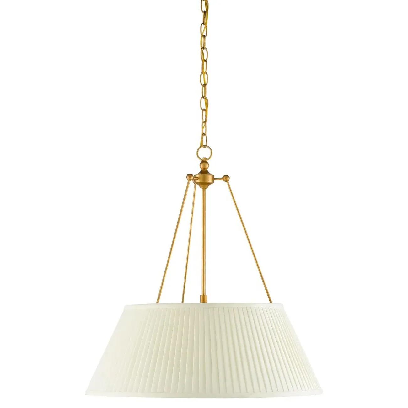 Lylia Pendant Light with Pleated Shade - Antique Gold, Iron
