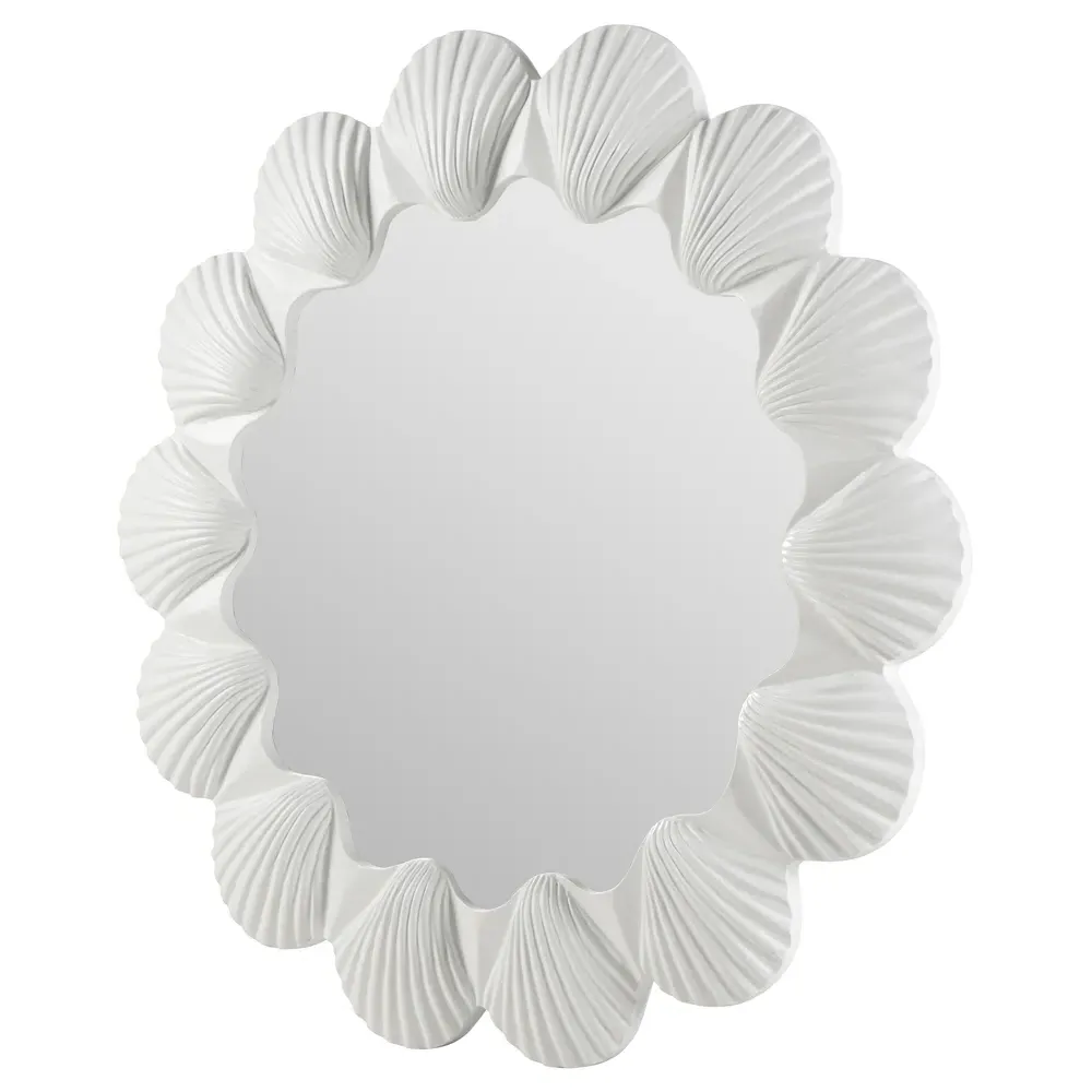 Lylia Scalloped Wall Mirror - White
