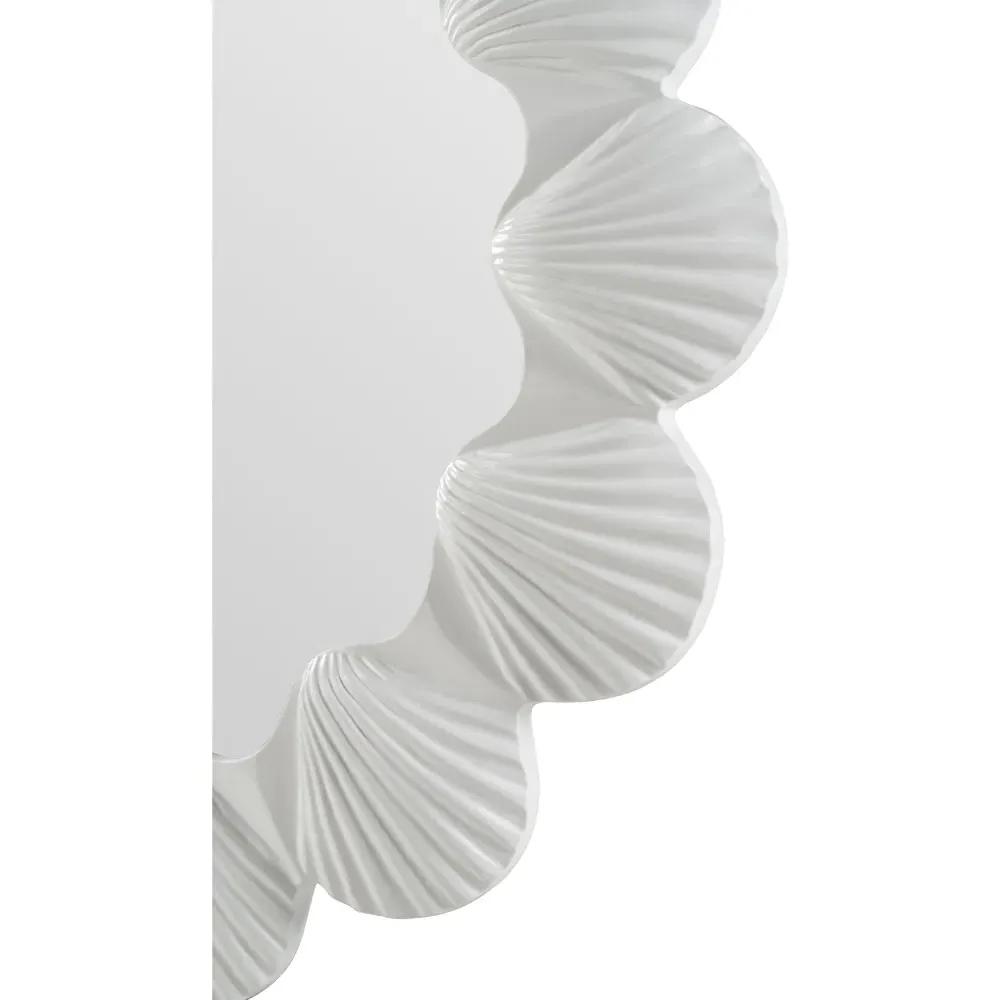 Lylia Scalloped Wall Mirror - White