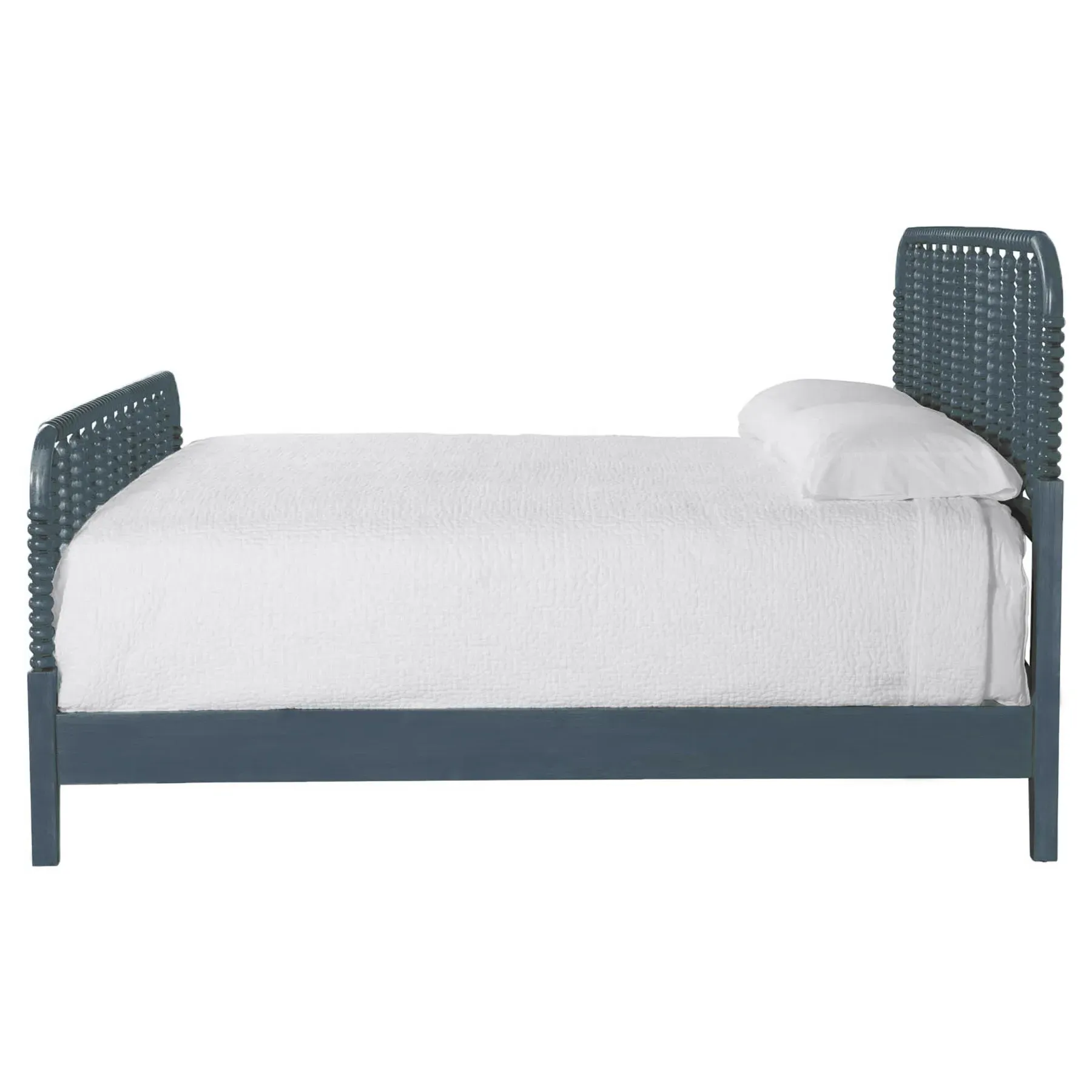 Lynda King Size Spindle Bed - Dark Blue, Rubberwood