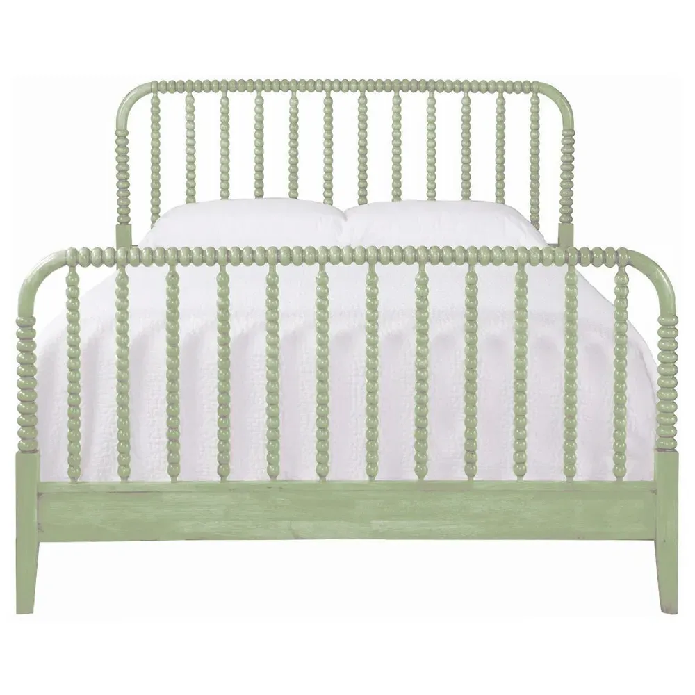Lynda King Size Spindle Bed - Green, Rubberwood