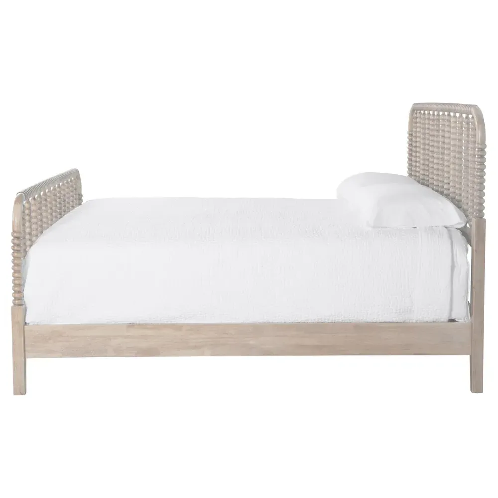 Lynda Queen Size Spindle Bed - Beige, Rubberwood