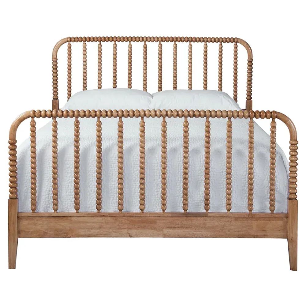 Lynda Queen Size Spindle Bed - Brown, Rubberwood