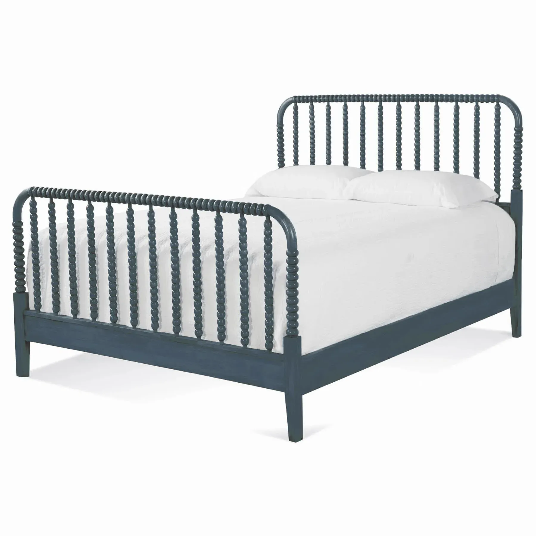 Lynda Queen Size Spindle Bed - Dark Blue, Rubberwood