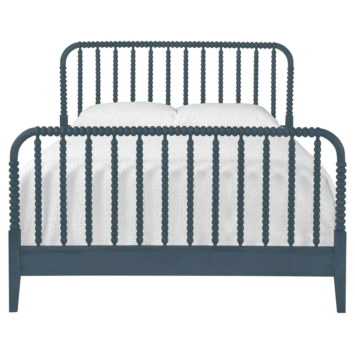 Lynda Queen Size Spindle Bed - Dark Blue, Rubberwood