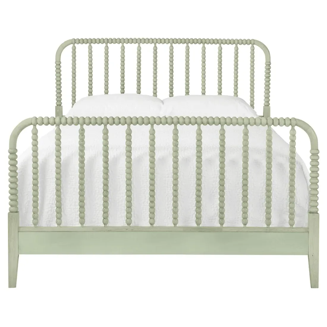 Lynda Queen Size Spindle Bed - Green, Rubberwood