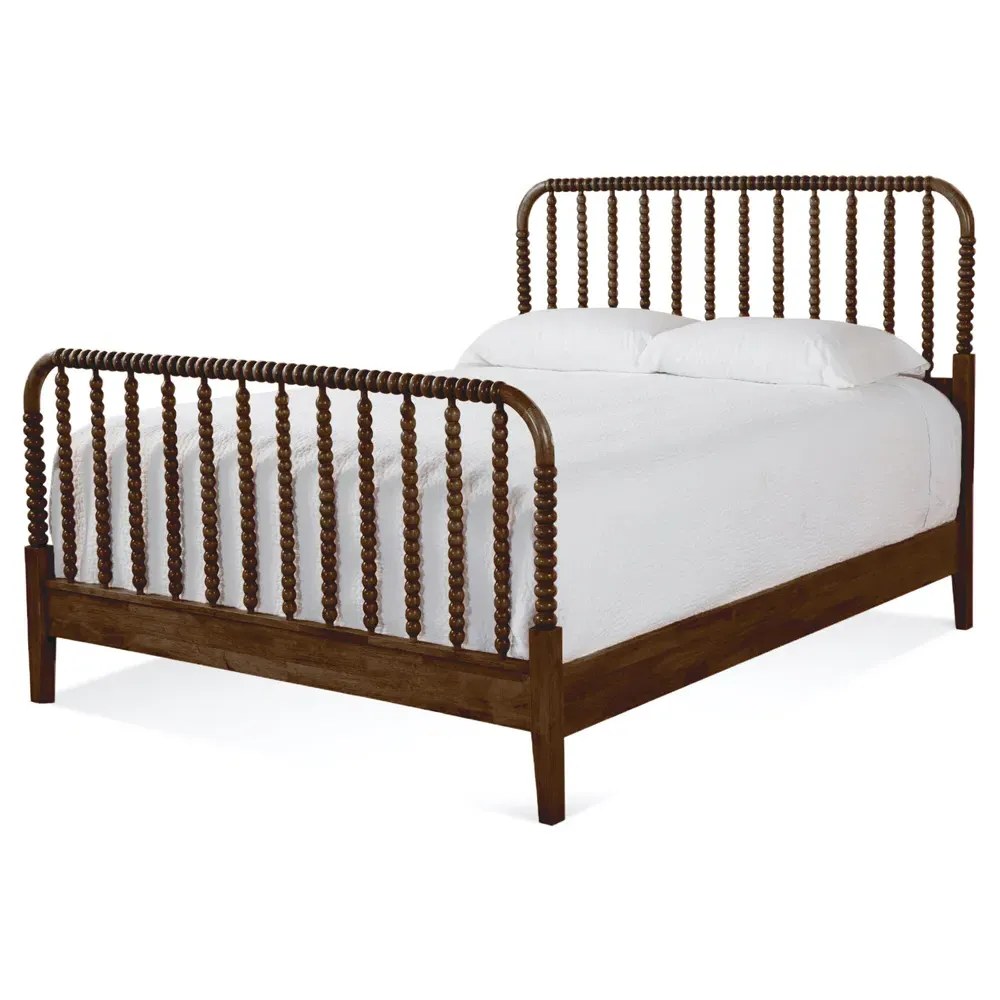 Lynda Queen Size Spindle Bed - Hazel Brown, Rubberwood