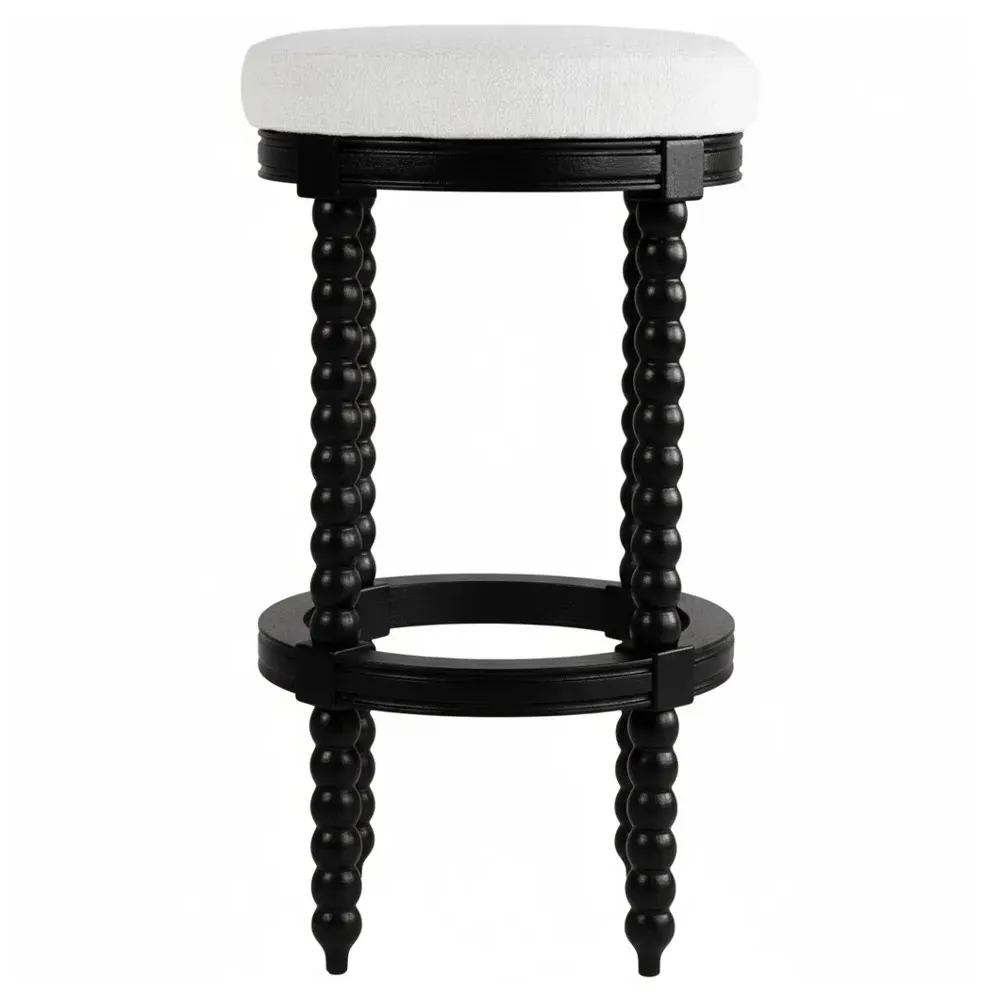 Lynda Swivel Bar Stool - Black, Rubberwood