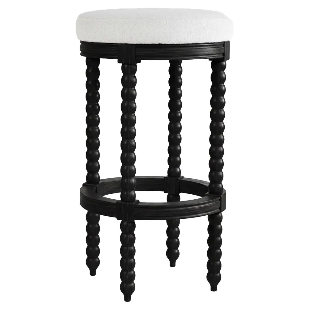 Lynda Swivel Bar Stool - Black, Rubberwood