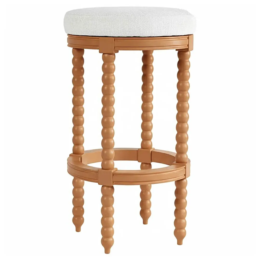 Lynda Swivel Bar Stool - Brown, Rubberwood