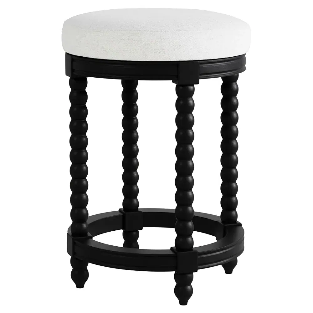 Lynda Swivel Counter Stool - Black, Rubberwood
