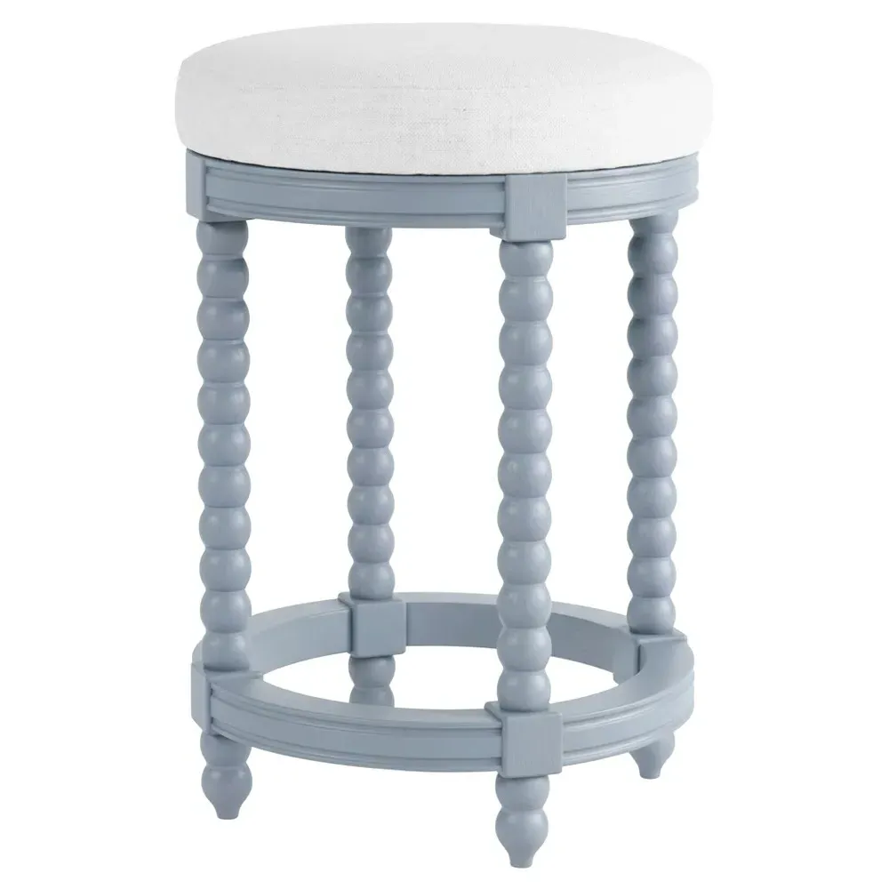 Lynda Swivel Counter Stool - Blue, Rubberwood
