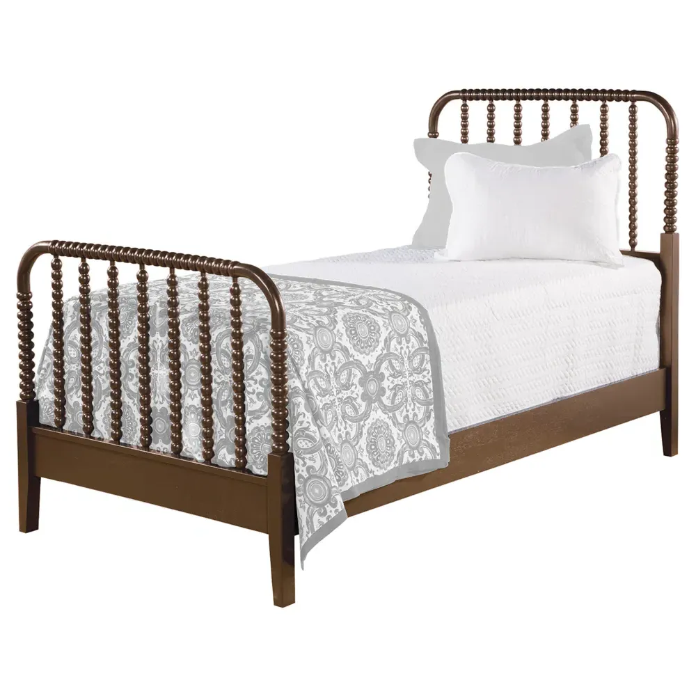 Lynda Twin Size Spindle Bed - Hazel Brown, Rubberwood image