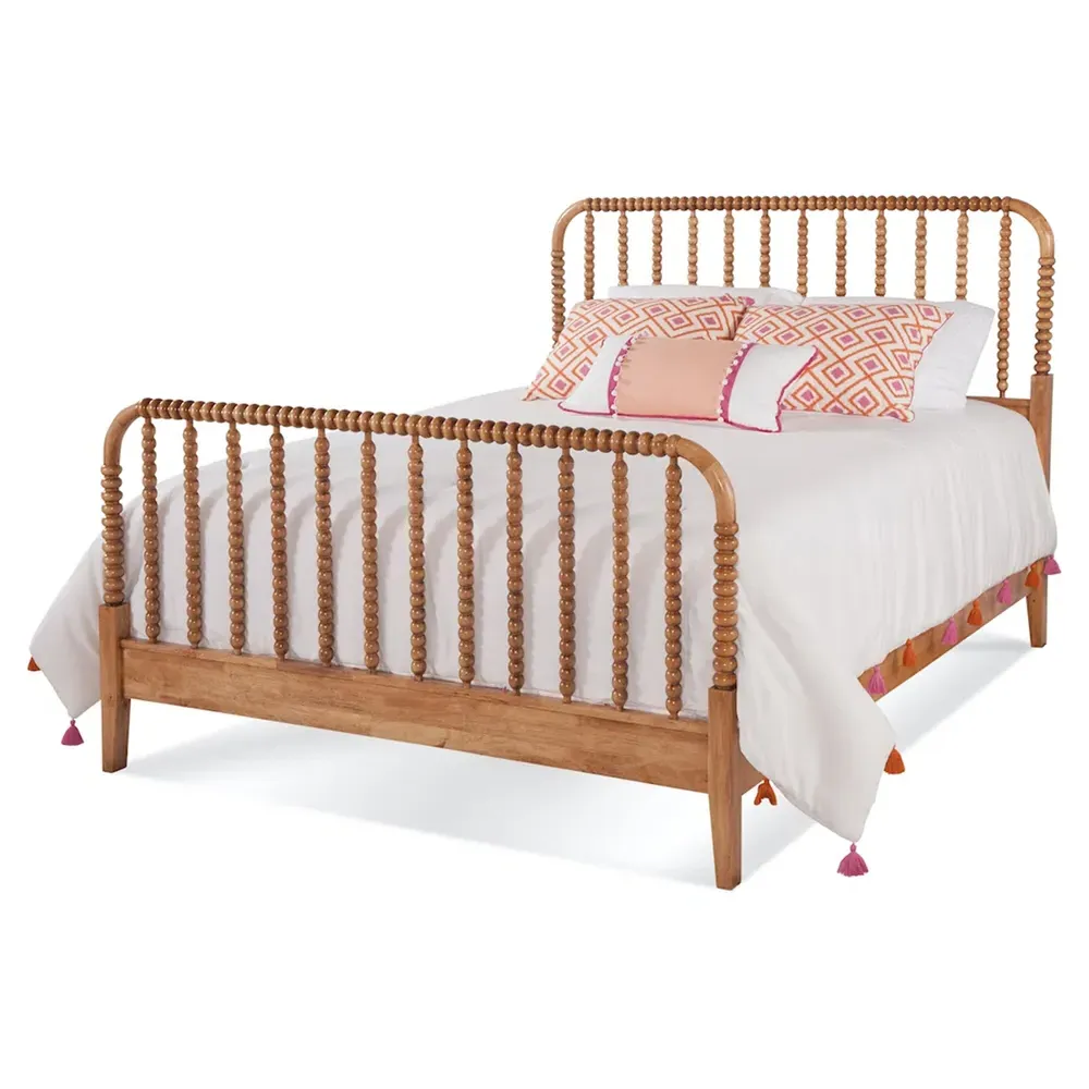 Lynda Twin Spindle Bed Frame - Honey Brown, Rubberwood
