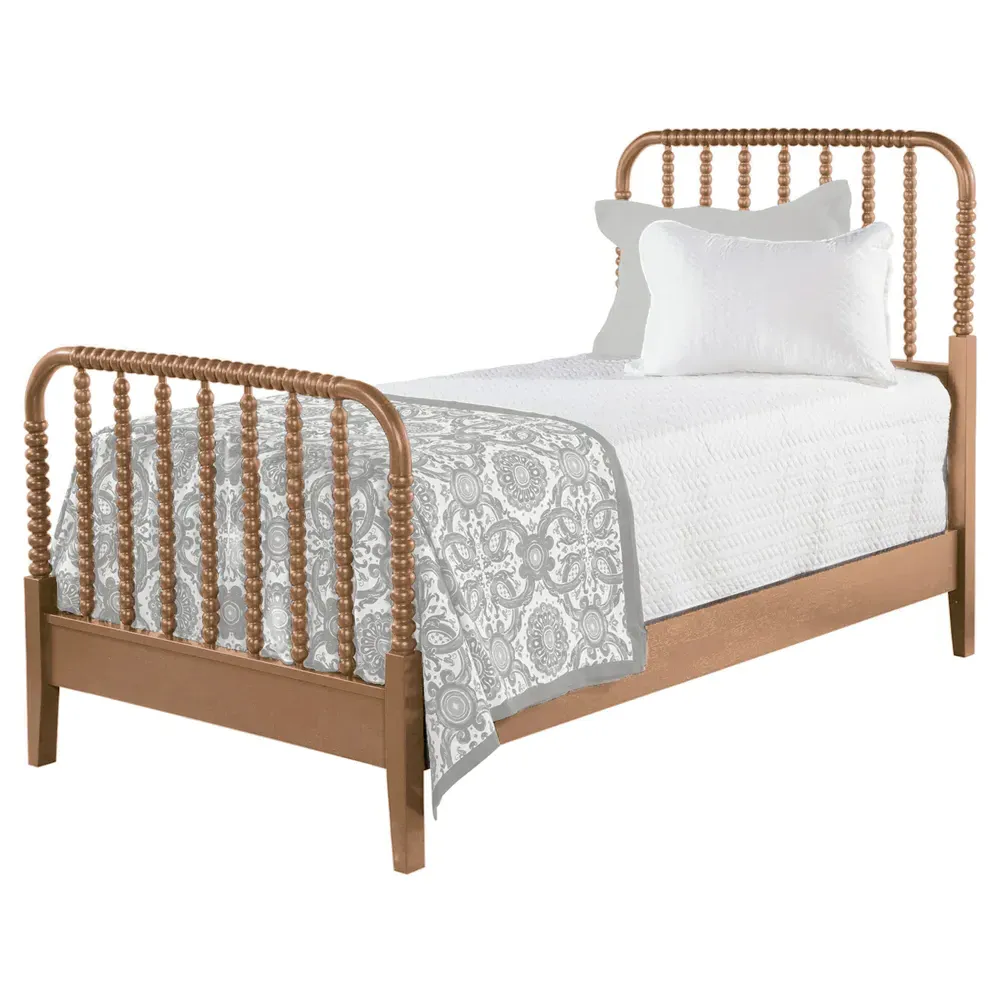 Lynda Twin Spindle Bed Frame - Honey Brown, Rubberwood image