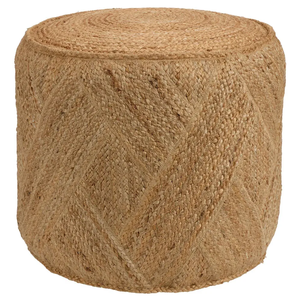 Lynn Round Pouf - Tan, Jute