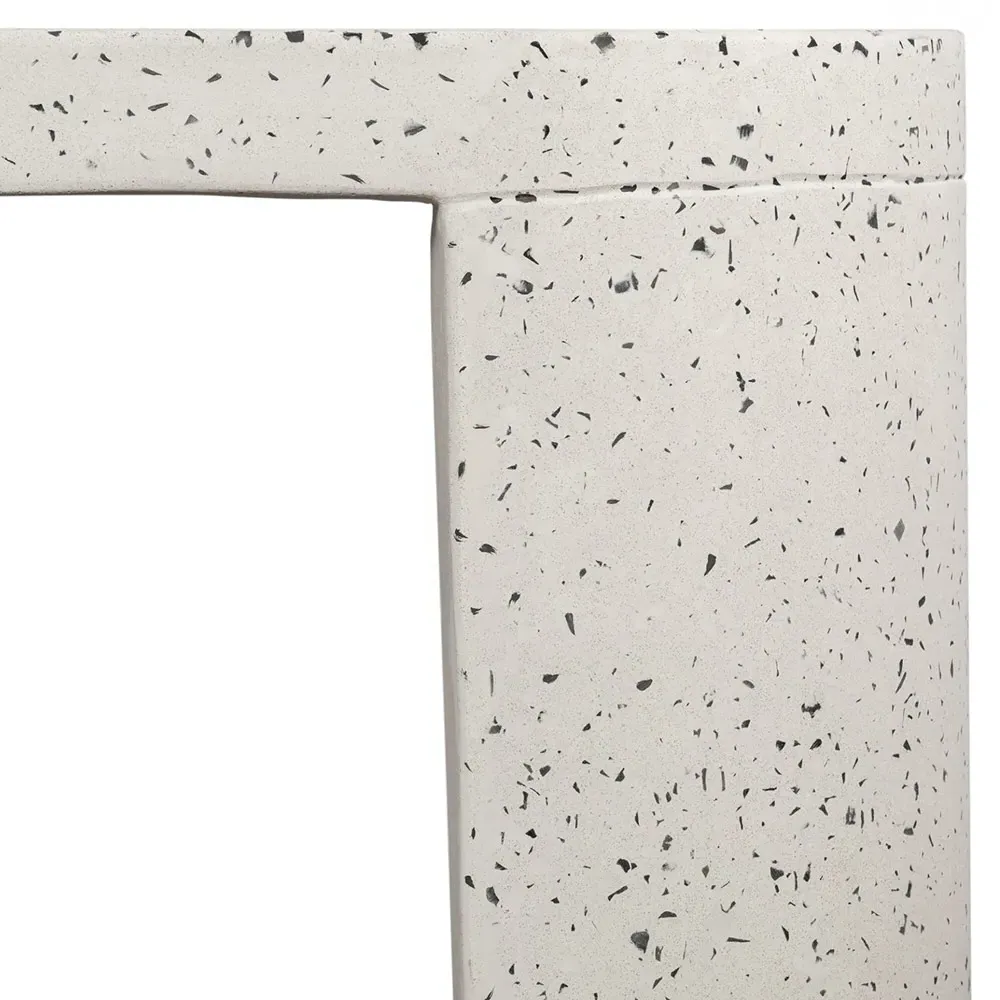 Lyone Oval Outdoor Bench - White, Cement Terrazzo