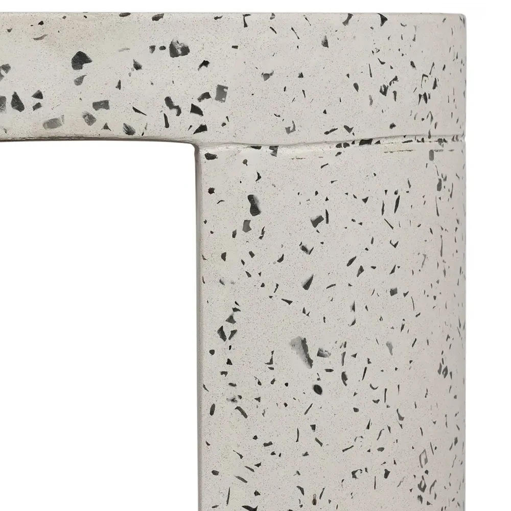 Lyone Round Outdoor Stool - White, Terrazo Concrete