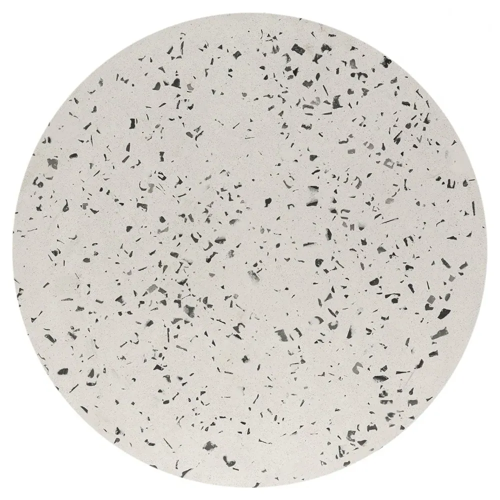 Lyone Round Outdoor Stool - White, Terrazo Concrete