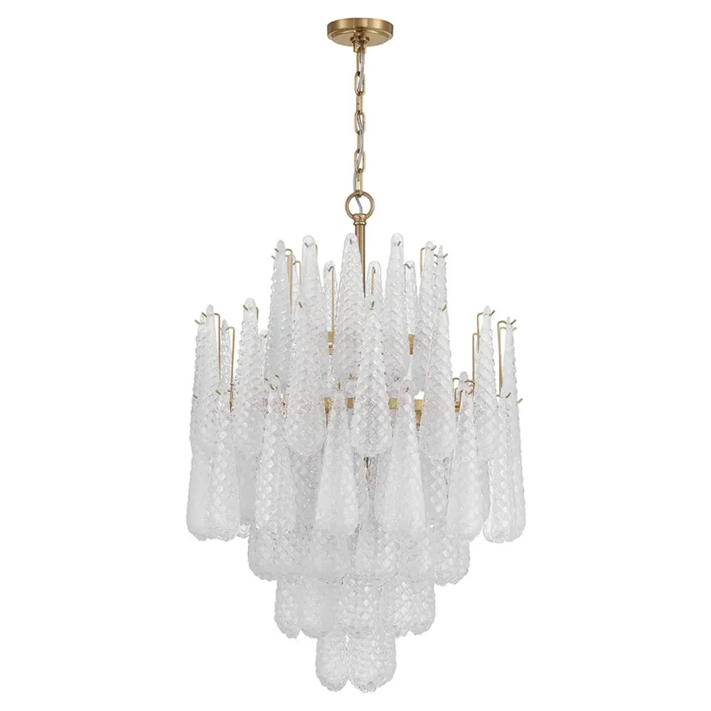 Lyra 16 Light Chandelier - Clear, Aged Brass