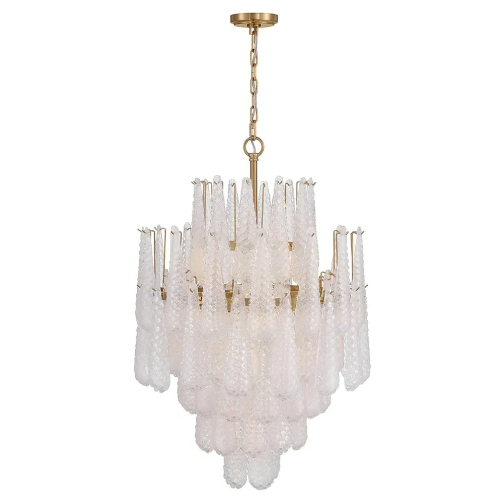 Lyra 16 Light Chandelier - Clear, Aged Brass
