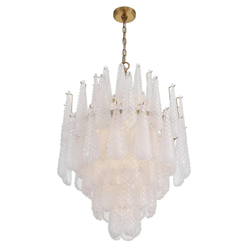 Lyra 16 Light Chandelier - Clear, Aged Brass