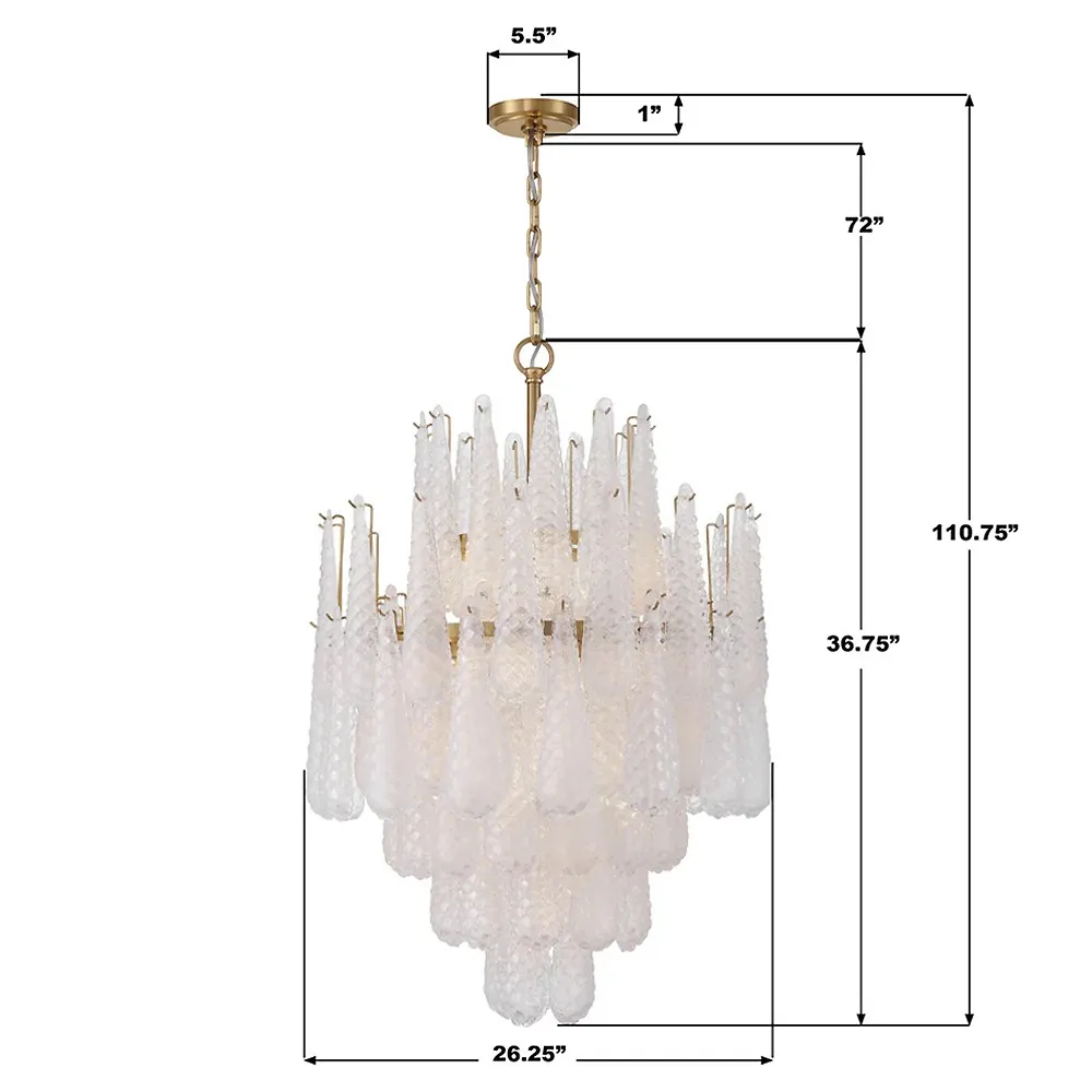 Lyra 16 Light Chandelier - Clear, Aged Brass