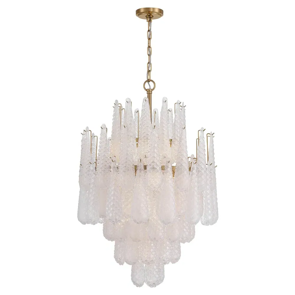 Lyra 16 Light Chandelier - Clear, Aged Brass