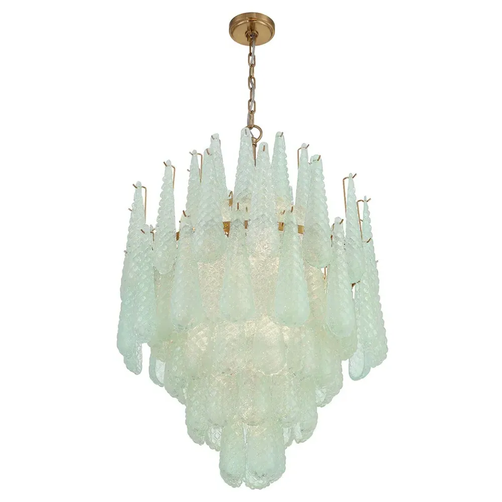 Lyra 16 Light Chandelier - Green, Aged Brass