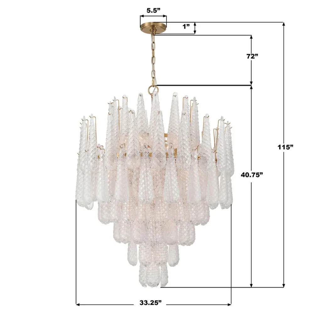 Lyra 21 Light Chandelier - Clear, Aged Brass