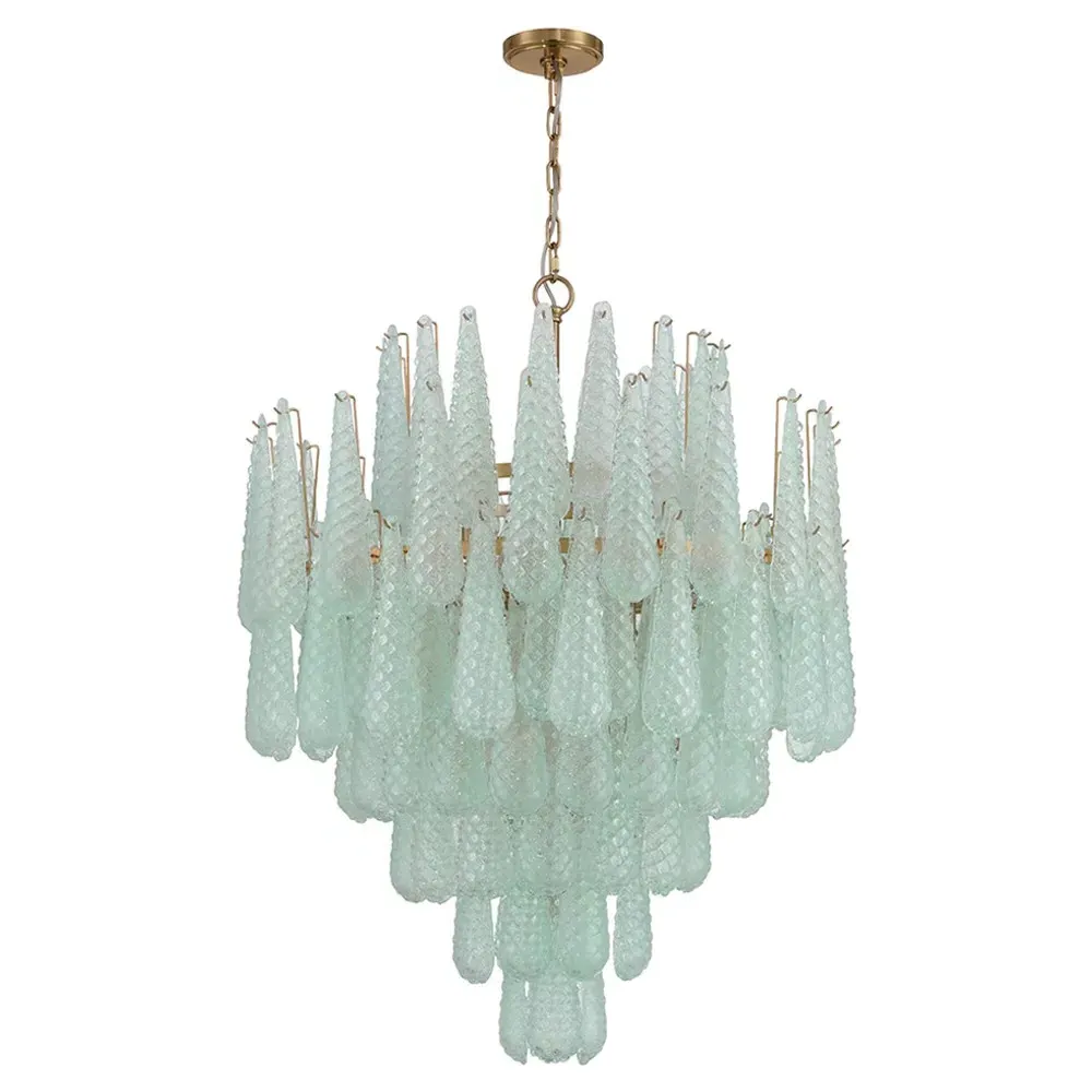 Lyra 21 Light Chandelier - Green, Aged Brass