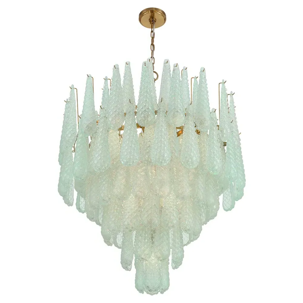 Lyra 21 Light Chandelier - Green, Aged Brass