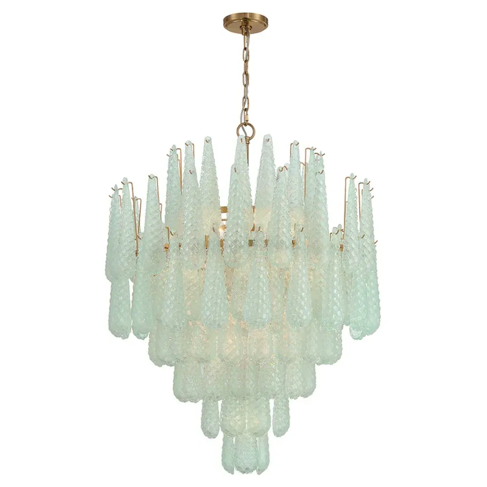Lyra 21 Light Chandelier - Green, Aged Brass