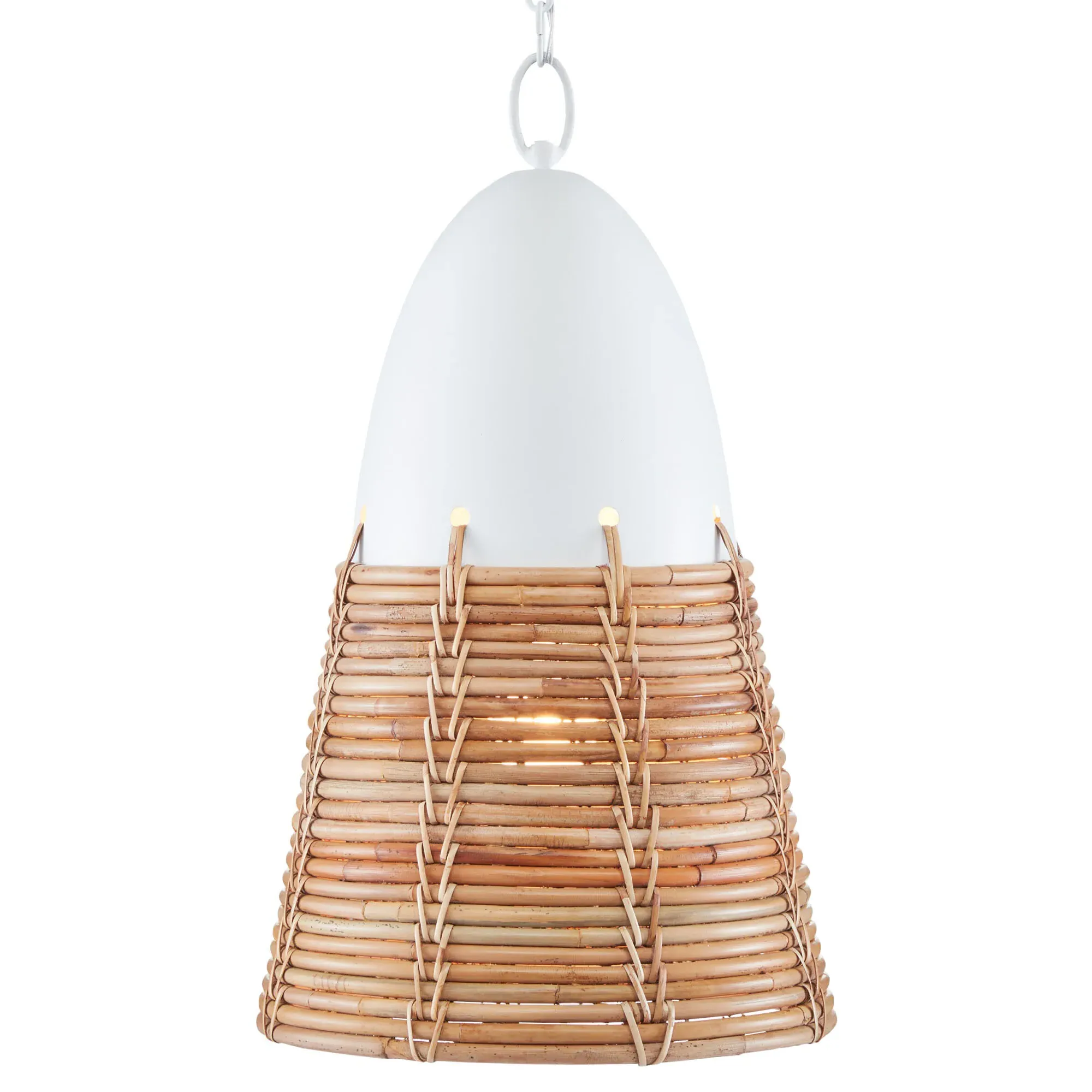 Lyra Single Pendant Light - White, Rattan