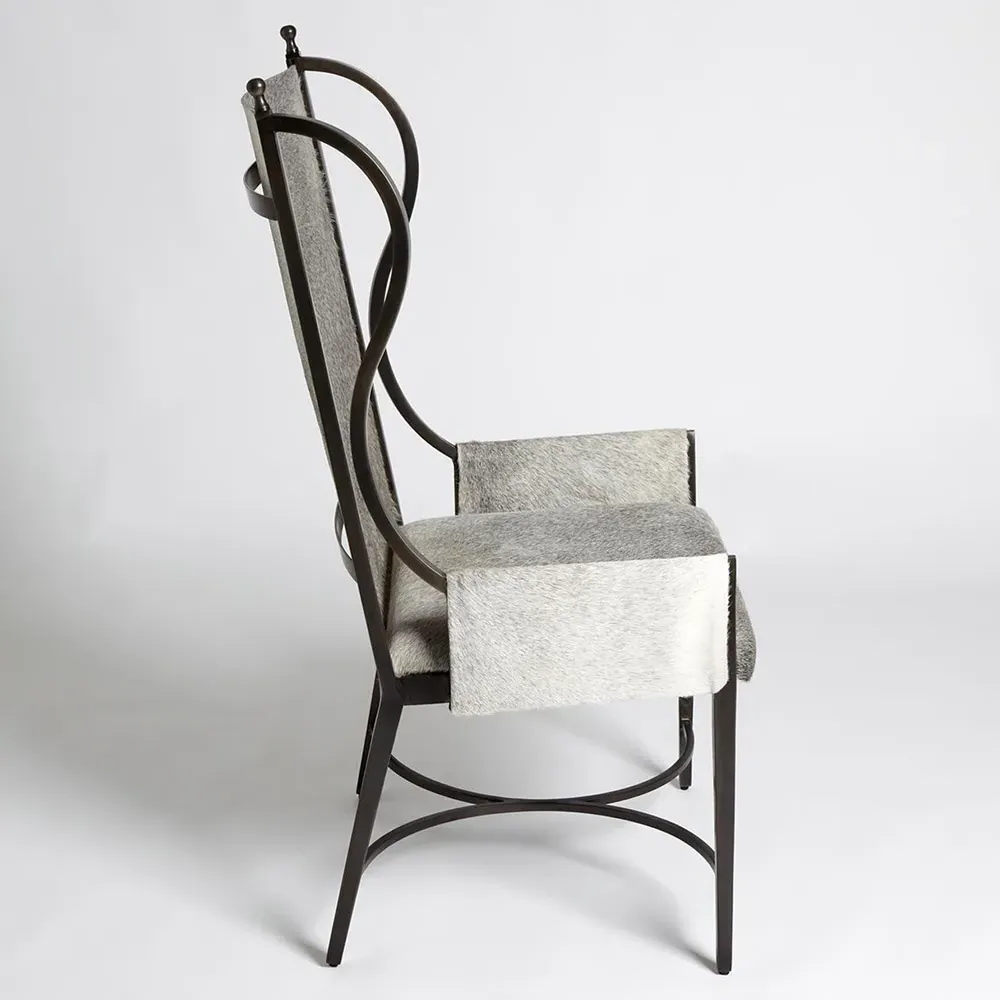 Lyra Wing Chair - Grey, Hide Leather