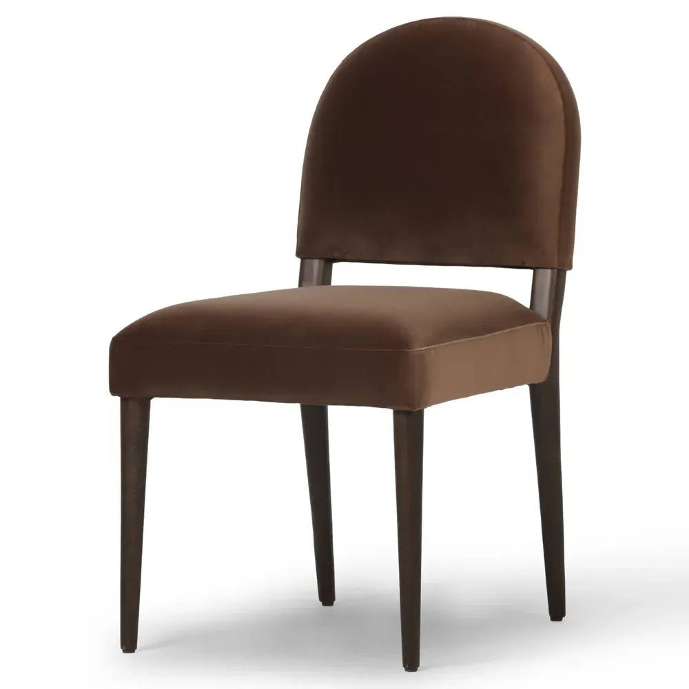 Lysander Dining Chair - Brown Velvet, Oak