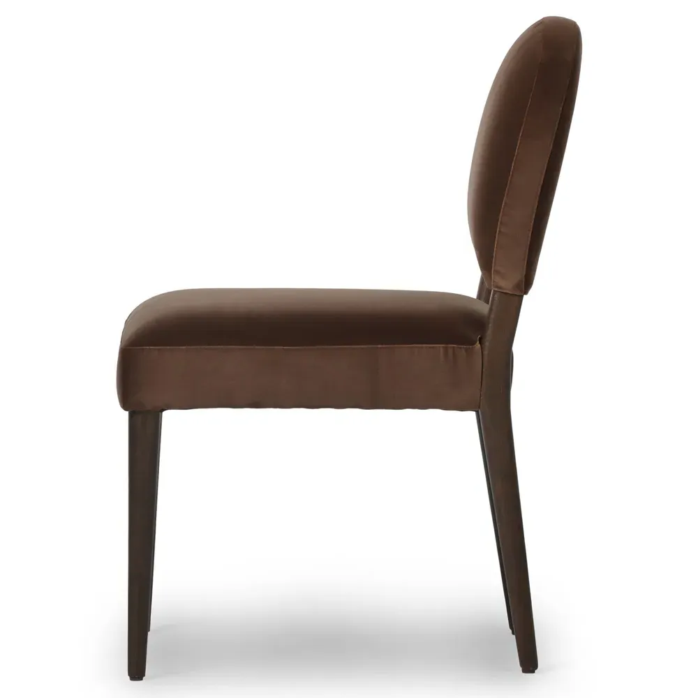 Lysander Dining Chair - Brown Velvet, Oak