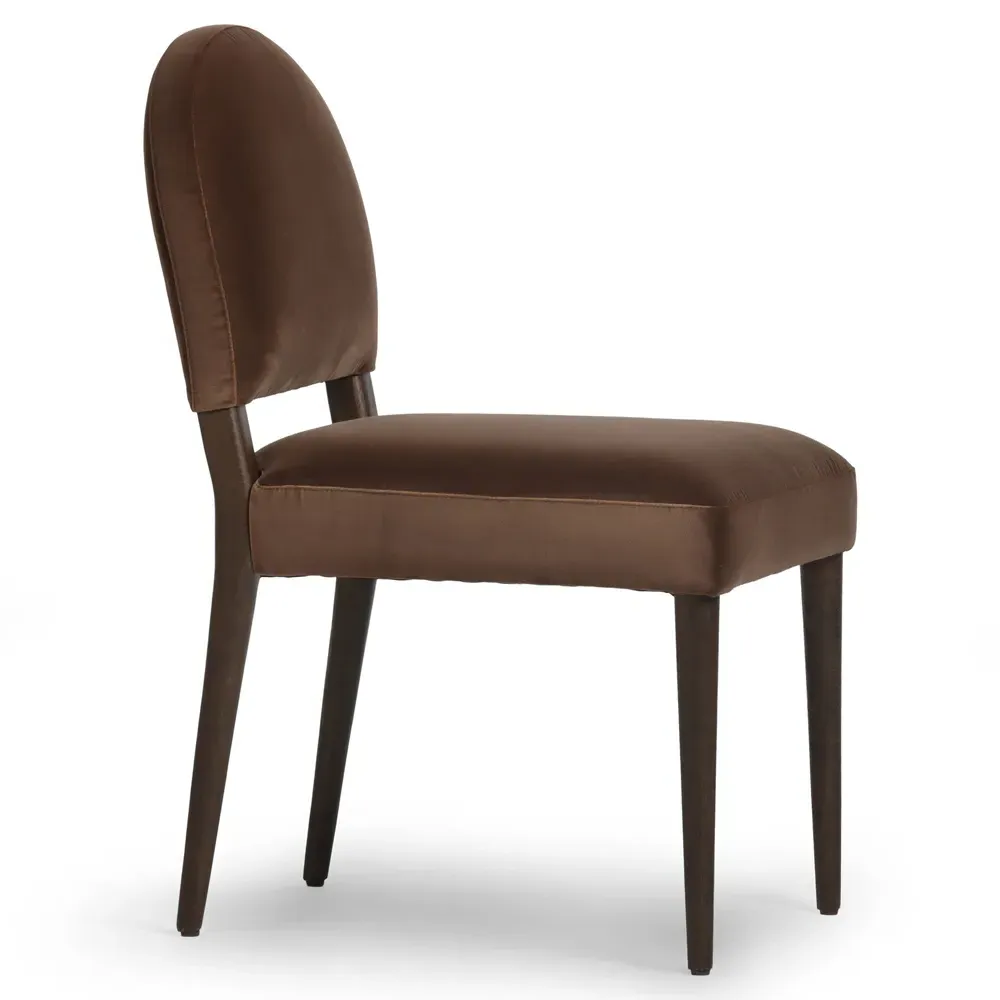 Lysander Dining Chair - Brown Velvet, Oak