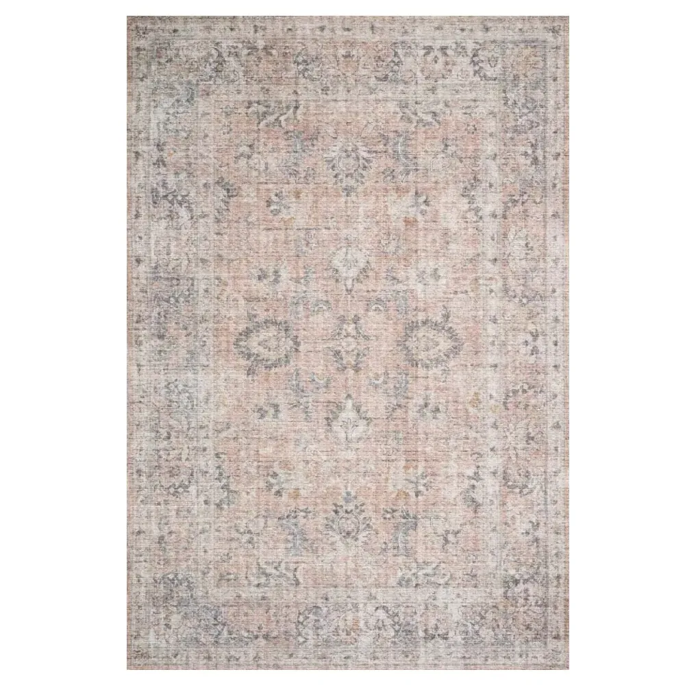 Lysanth Floral Patterned Rug - Pink, Polyester