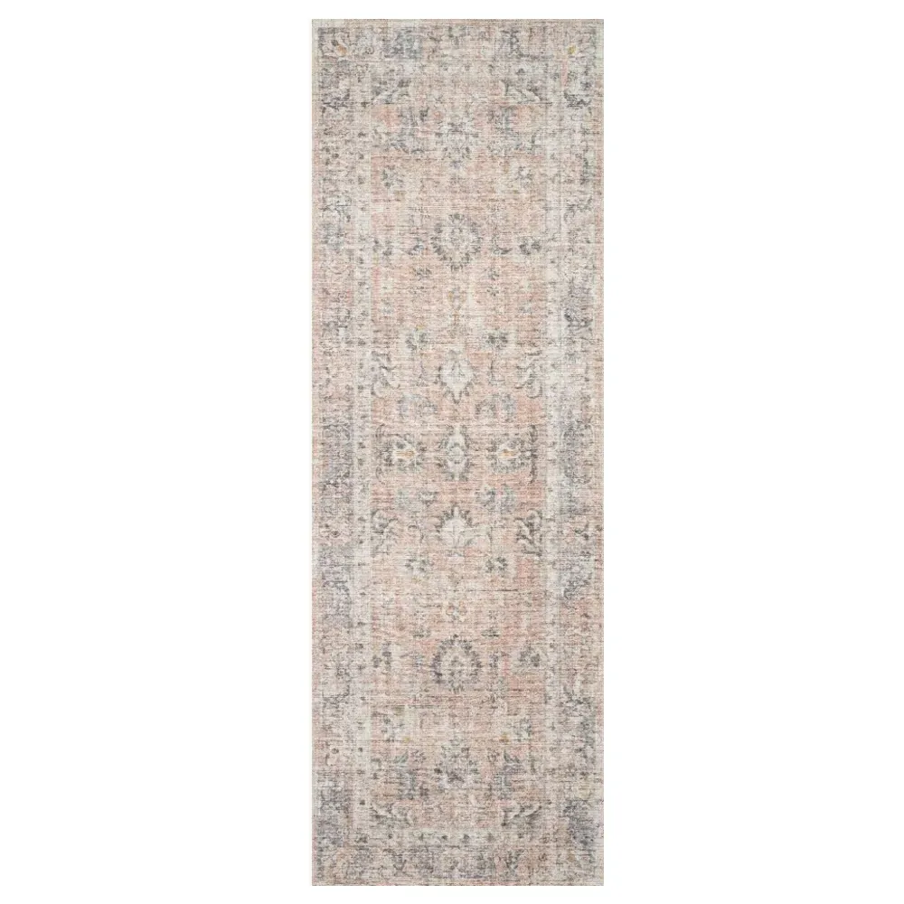 Lysanth Floral Patterned Rug - Pink, Polyester