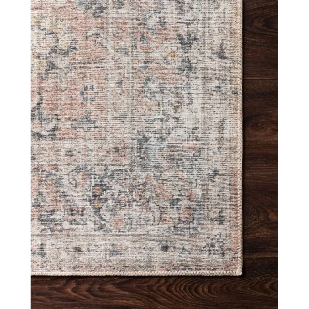 Lysanth Floral Patterned Rug Sample - Pink, Polyester