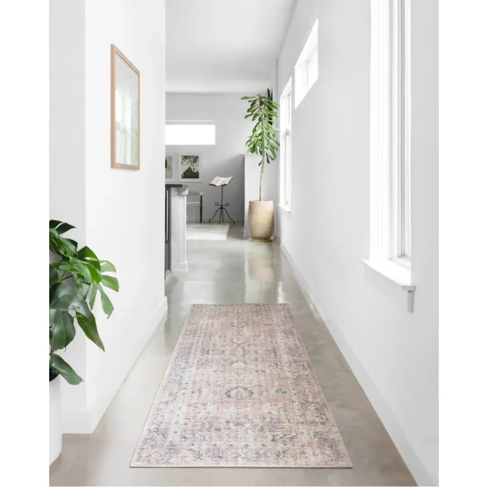 Lysanth Floral Patterned Rug Sample - Pink, Polyester