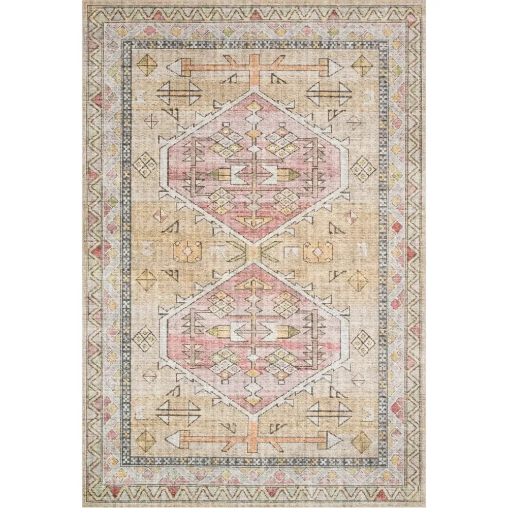 Lysanth Geometric Patterned Rug - Yellow Gold, Polyester