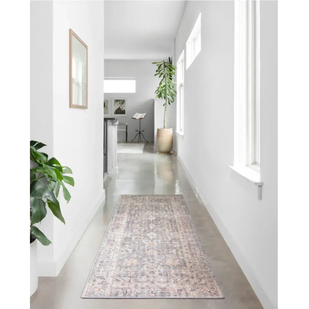 Lysanth Global Bazaar Floral Patterned Rug - Light Grey